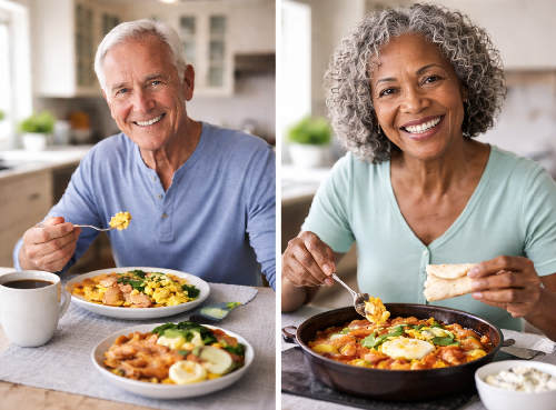 eating high protein breakfast